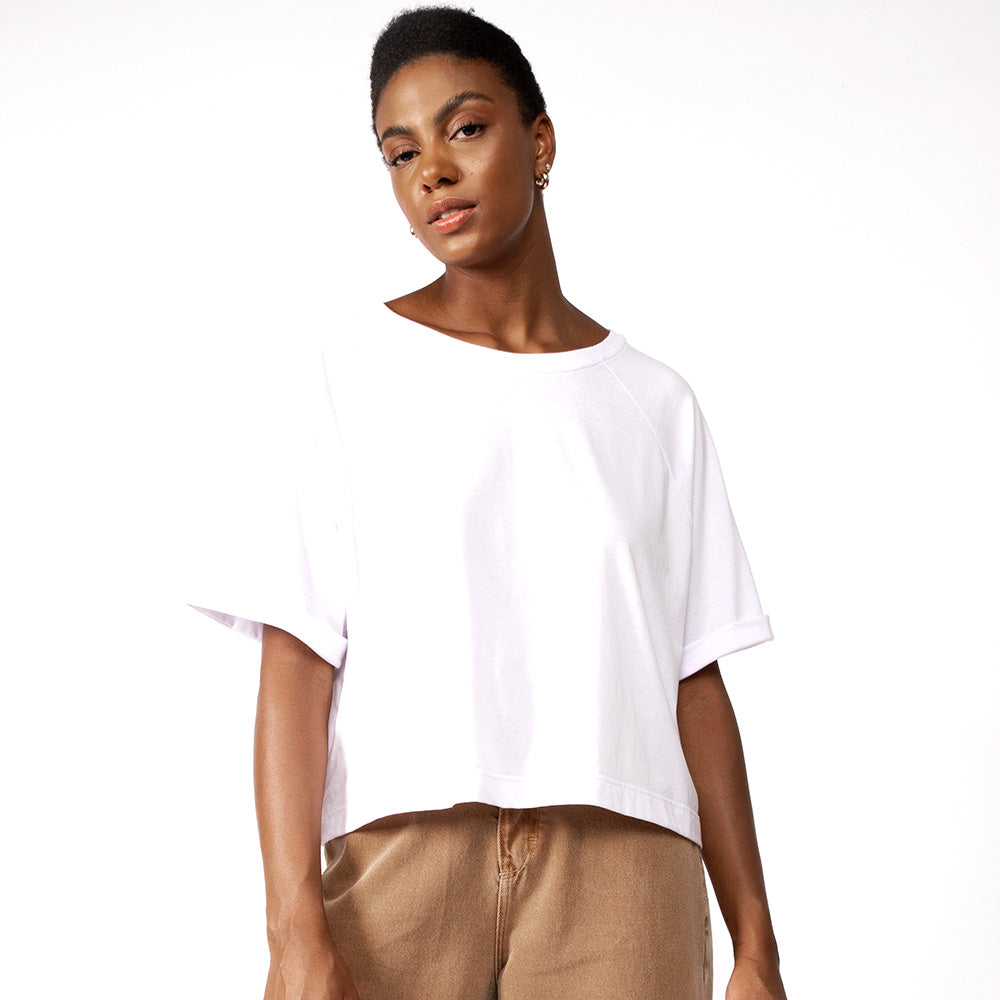 Everyday T-Shirt Boxy Raglan Feminina - Branco