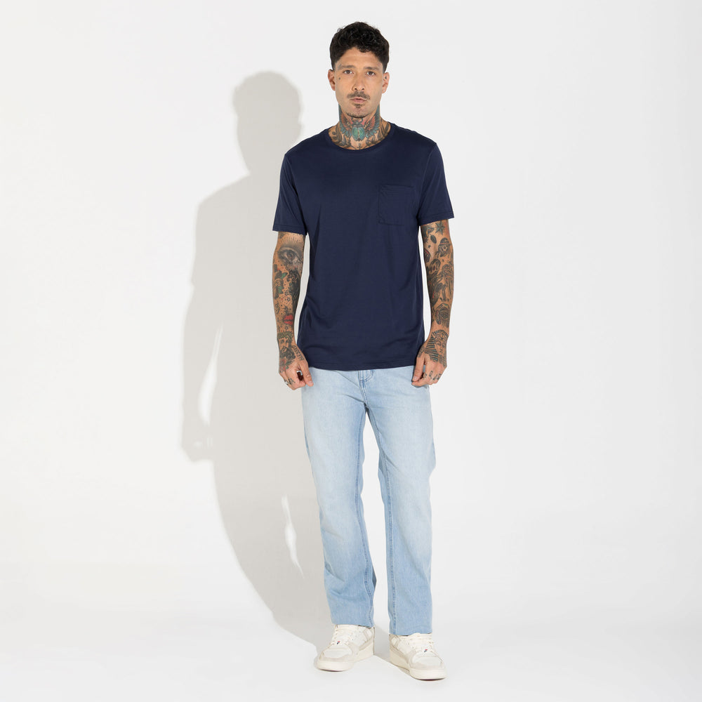 Camiseta Pima Bolso Masculina | Life Collection - Azul Marinho