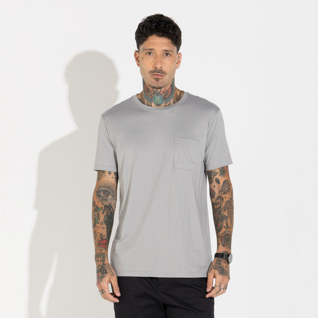 Camiseta Pima Bolso Masculina | Life Collection - Cinza Titânio