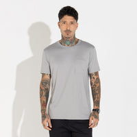 Camiseta Pima Bolso Masculina | Life Collection - Cinza Titânio