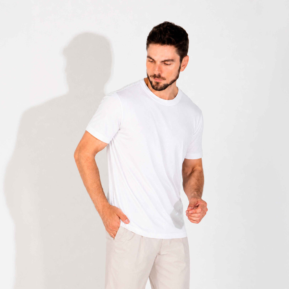 Camiseta Pima Punho Masculina - Branco