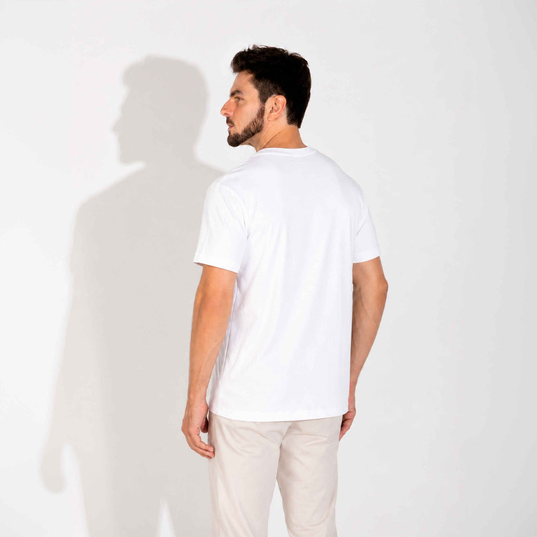 Camiseta Pima Punho Masculina - Branco