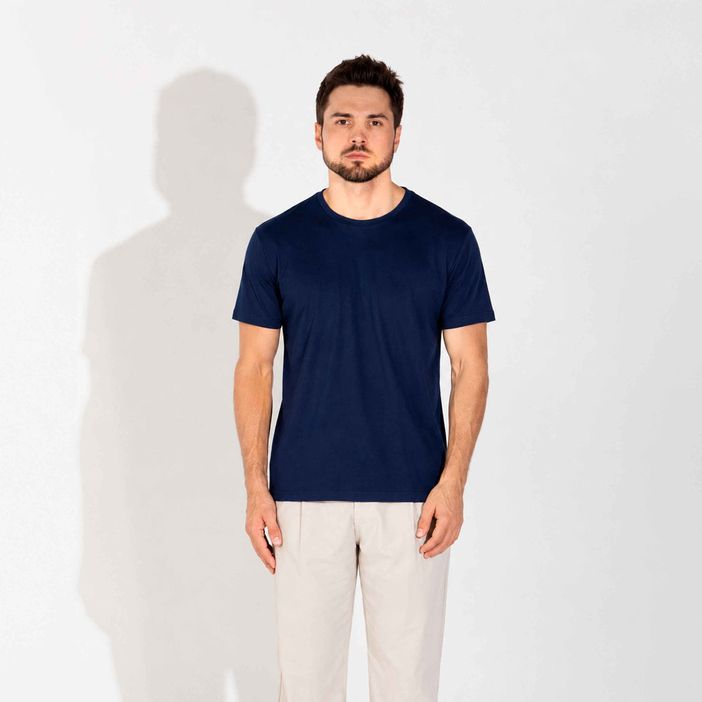 Camiseta Pima Punho Masculina - Azul Marinho