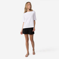 Camiseta Pima Ampla Decote Canoa Feminina - Branco