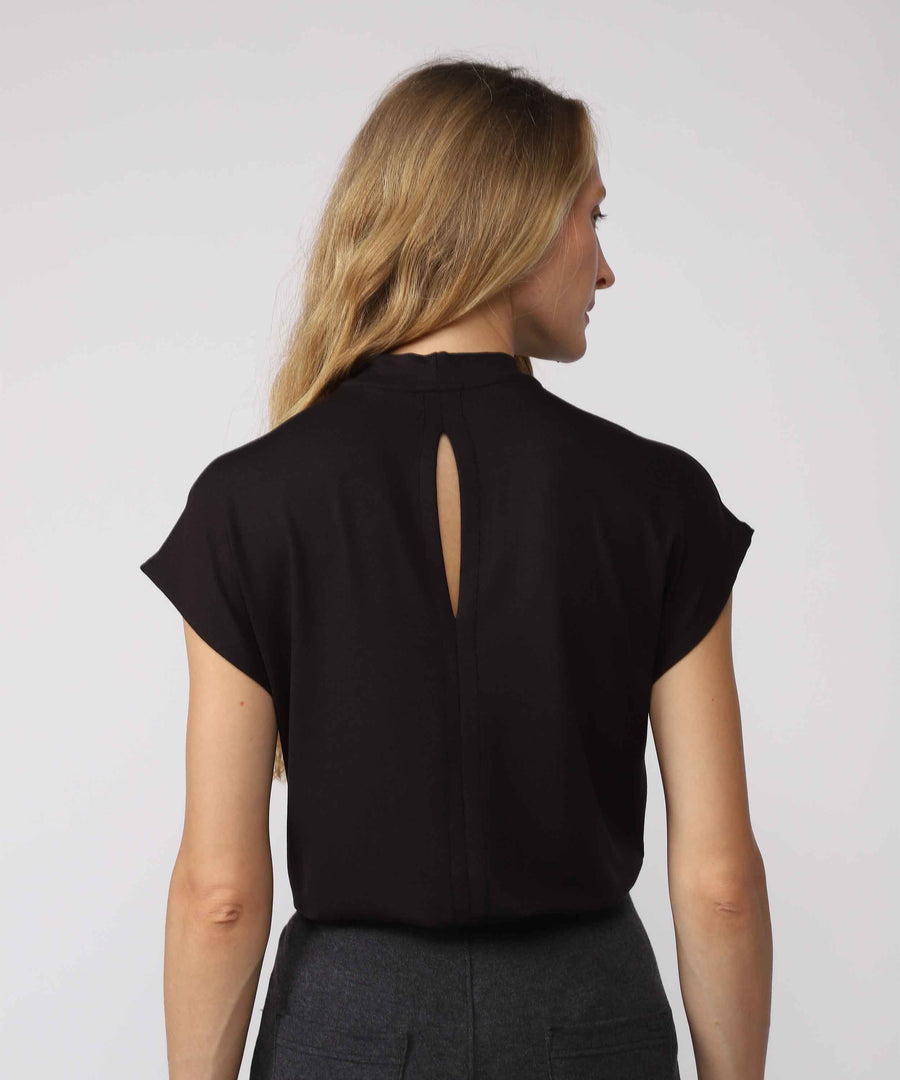 Blusa Modal Gota Costas Feminina - Preto