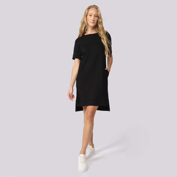 Vestido Curto Malha Estruturada T-Shirt - Preto