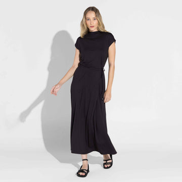 Vestido Midi Modal Cintura Regulável | Travel Collection - Preto