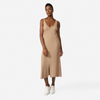 Vestido Midi Canelado Viscose Reto - Bege Pastel