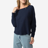 Blusa Blend Linho Textura Feminina - Azul Marinho