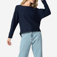 Blusa Blend Linho Textura Feminina - Azul Marinho