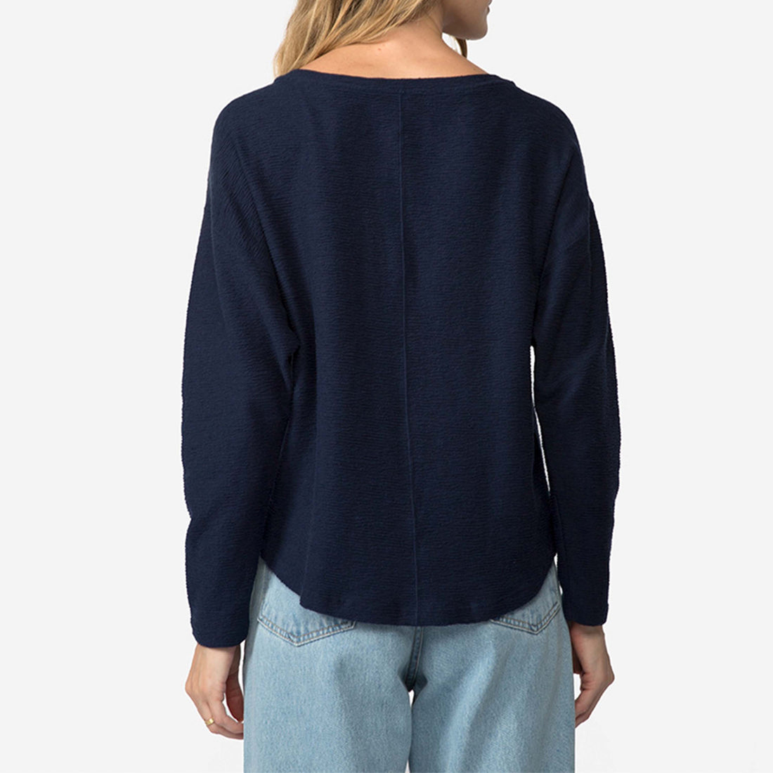 Blusa Blend Linho Textura Feminina - Azul Marinho