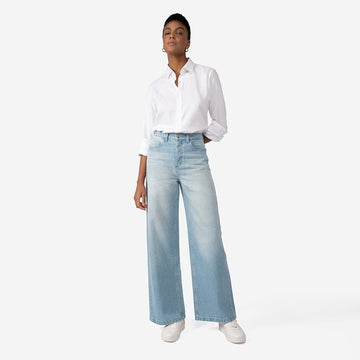 Calça Wide Jeans Feminina - Azul Claro