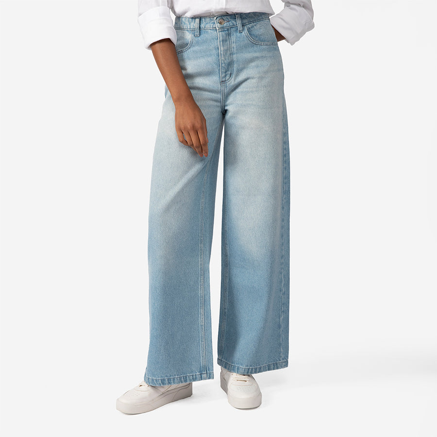 Calça Jeans Wide Feminina - Azul Claro