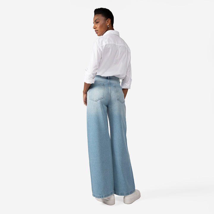 Calça Jeans Wide Feminina - Azul Claro
