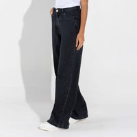 Calça Jeans Wide Feminina - Preto Estonado