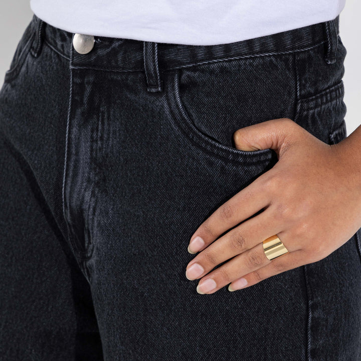 Calça Jeans Wide Feminina - Preto Estonado