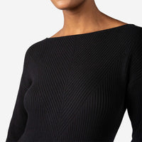 Vestido Tricot Midi Manga Longa - Preto