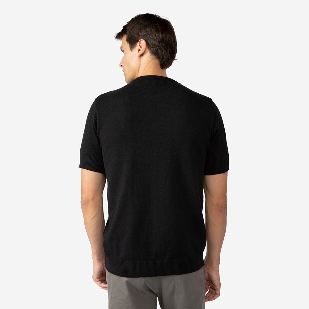 Blusa Tricot Manga Curta Masculina - Preto