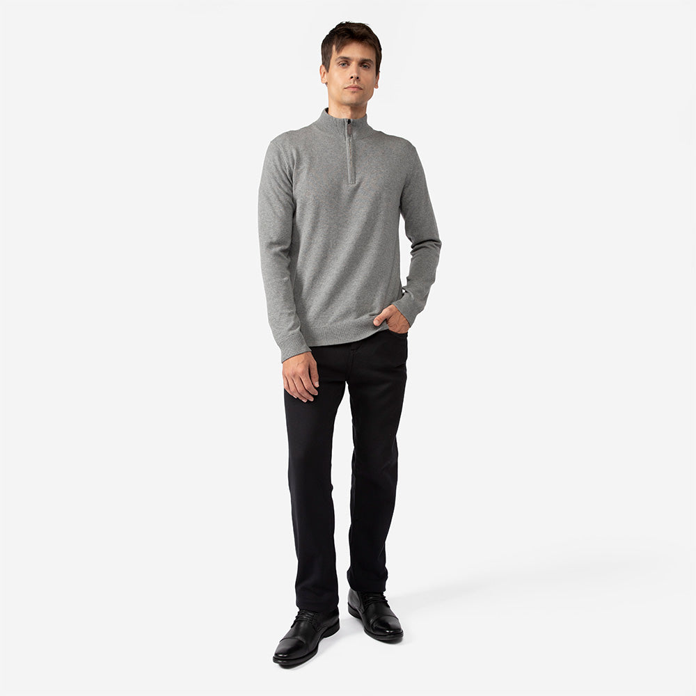 Blusa Tricot 1/2 Vista com Zíper Masculina - Cinza