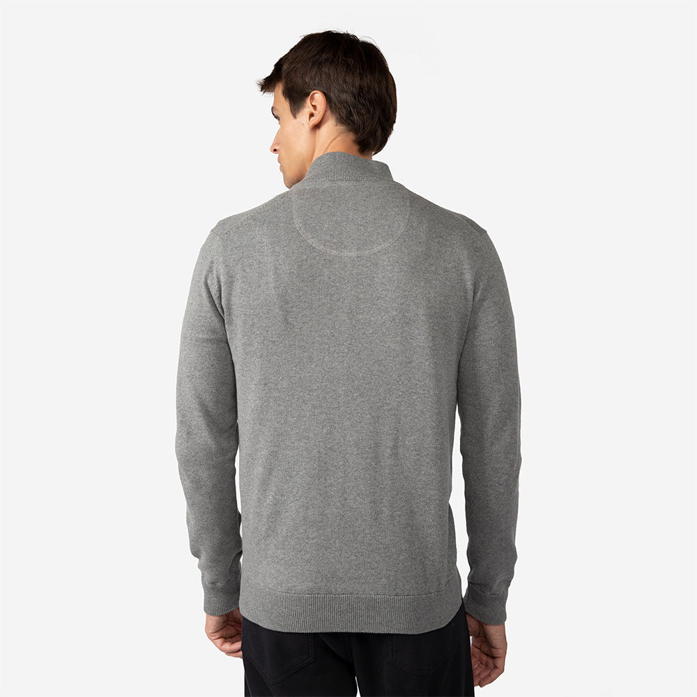 Blusa Tricot 1/2 Vista com Zíper Masculina - Cinza