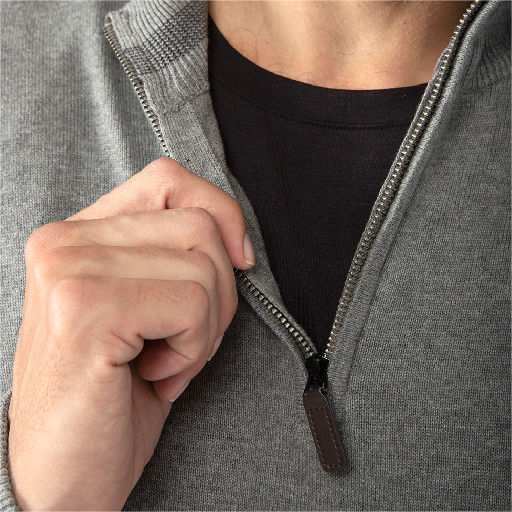 Blusa Tricot 1/2 Vista com Zíper Masculina - Cinza