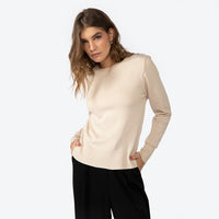 Suéter Tricot Viscose Feminino - Bege