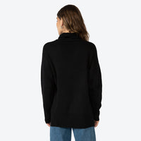 Suéter Gola Rolê Tricot Viscose Amplo Feminino - Preto