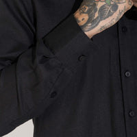 Camisa Linho Manga Longa - Preto