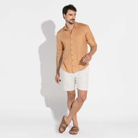 Camisa Linho Manga Longa - Ocre