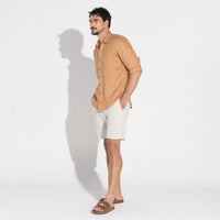 Camisa Linho Manga Longa - Ocre