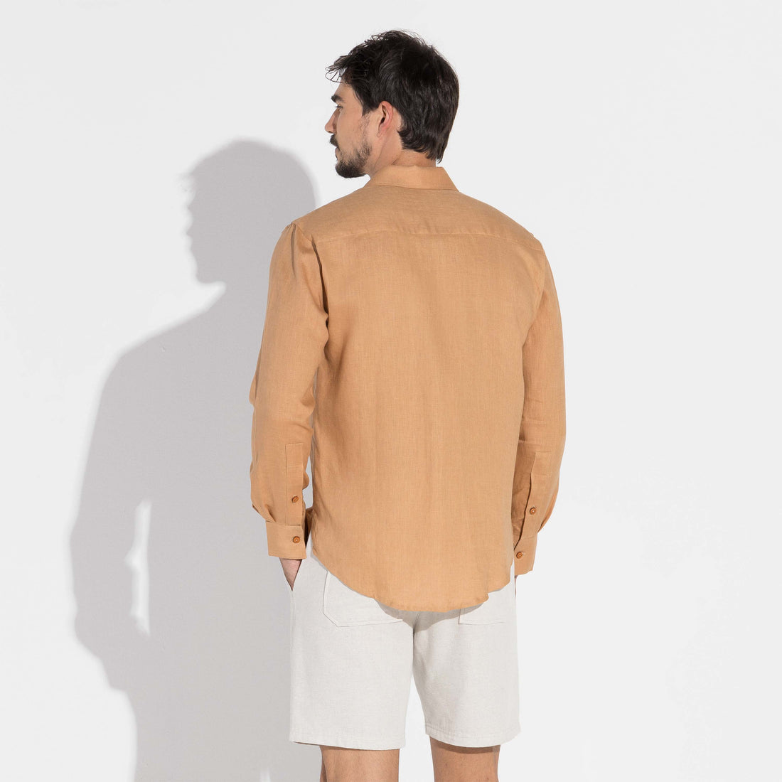 Camisa Linho Manga Longa - Ocre
