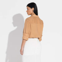 Camisa Linho Manga Longa - Ocre