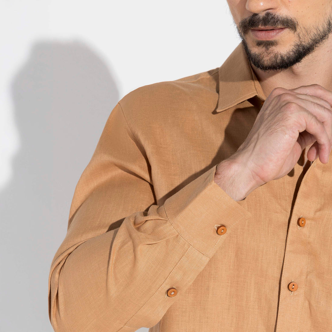 Camisa Linho Manga Longa - Ocre
