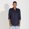 Camisa Linho Manga Longa - Azul Marinho