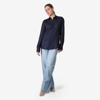 Camisa Linho Manga Longa - Azul Marinho