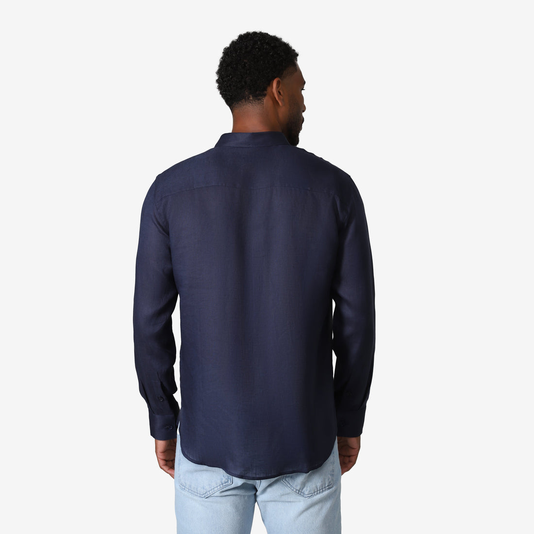 Camisa Linho Manga Longa - Azul Marinho