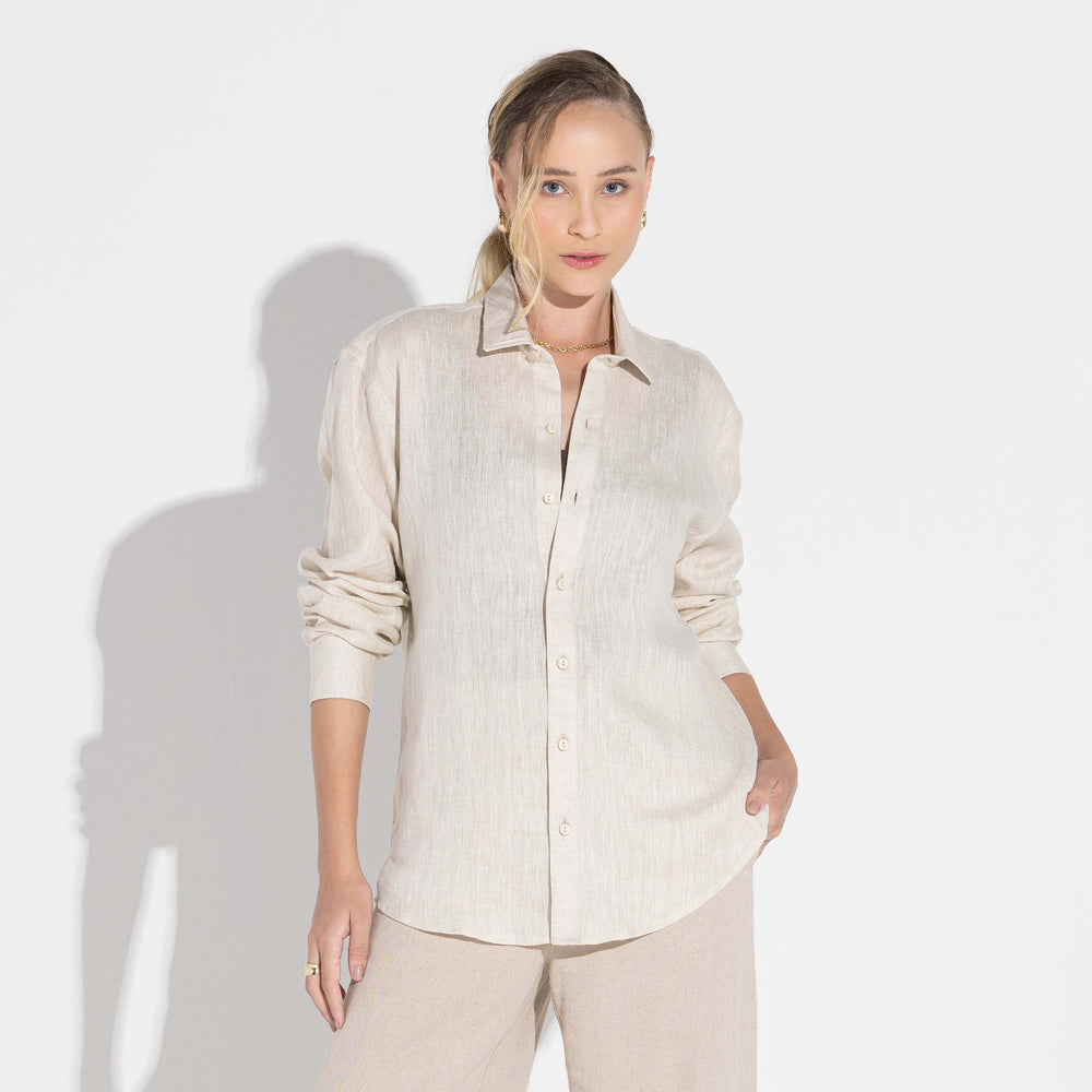 Camisa Linho Manga Longa - Natural