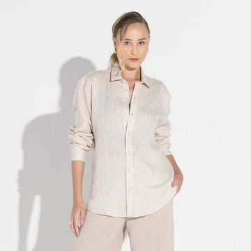 Camisa Linho Manga Longa - Natural