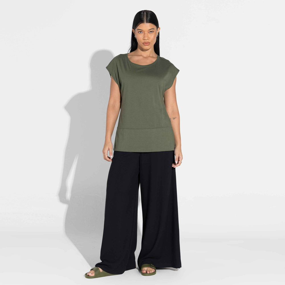 Blusa Algodão Pima Ampla Feminina | Life Collection - Verde Figo