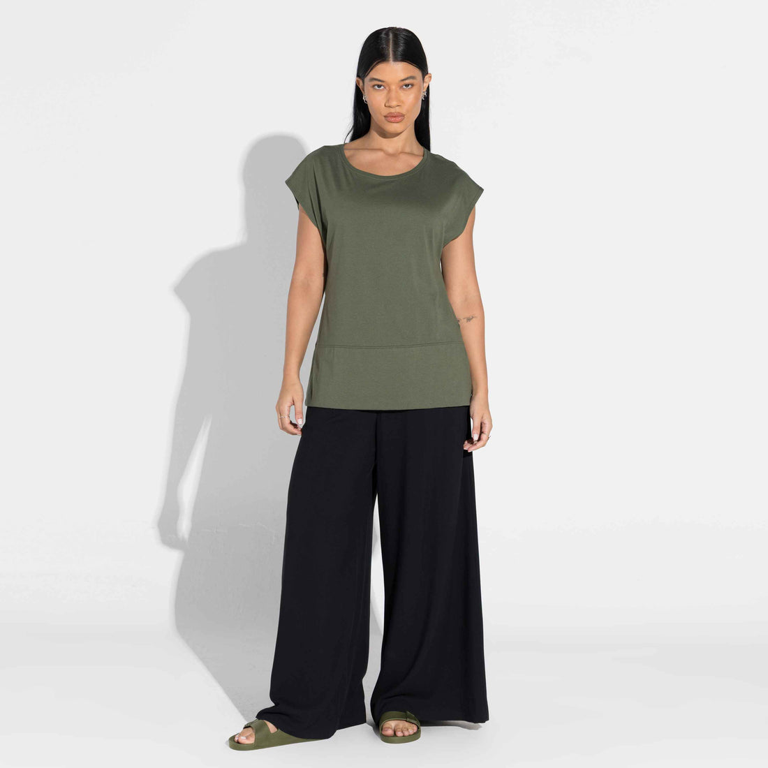 Blusa Algodão Pima Ampla Feminina | Life Collection - Verde Figo