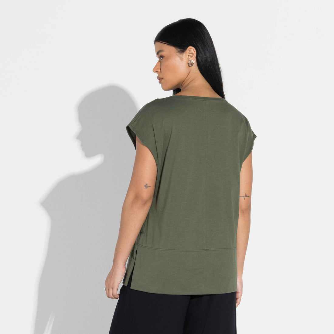 Blusa Algodão Pima Ampla Feminina | Life Collection - Verde Figo