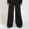 Calça Wide Leg Moletom Flanelado Feminina - Preto