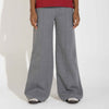 Calça Wide Leg Moletom Flanelado Feminina - Mescla Escuro