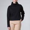 Blusa Moletom Flanelado Gola Rolê Feminina - Preto