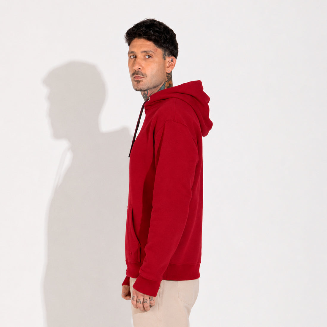 Blusão Moletom Flanelado Capuz - Vermelho Escarlate