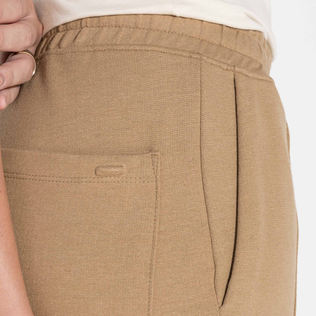 Calça Jogger Moletinho Strech Linho Unissex - Bege Pastel