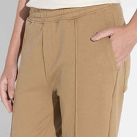 Calça Jogger Moletinho Strech Linho Unissex - Bege Pastel