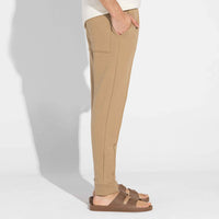 Calça Jogger Moletinho Strech Linho Unissex - Bege Pastel