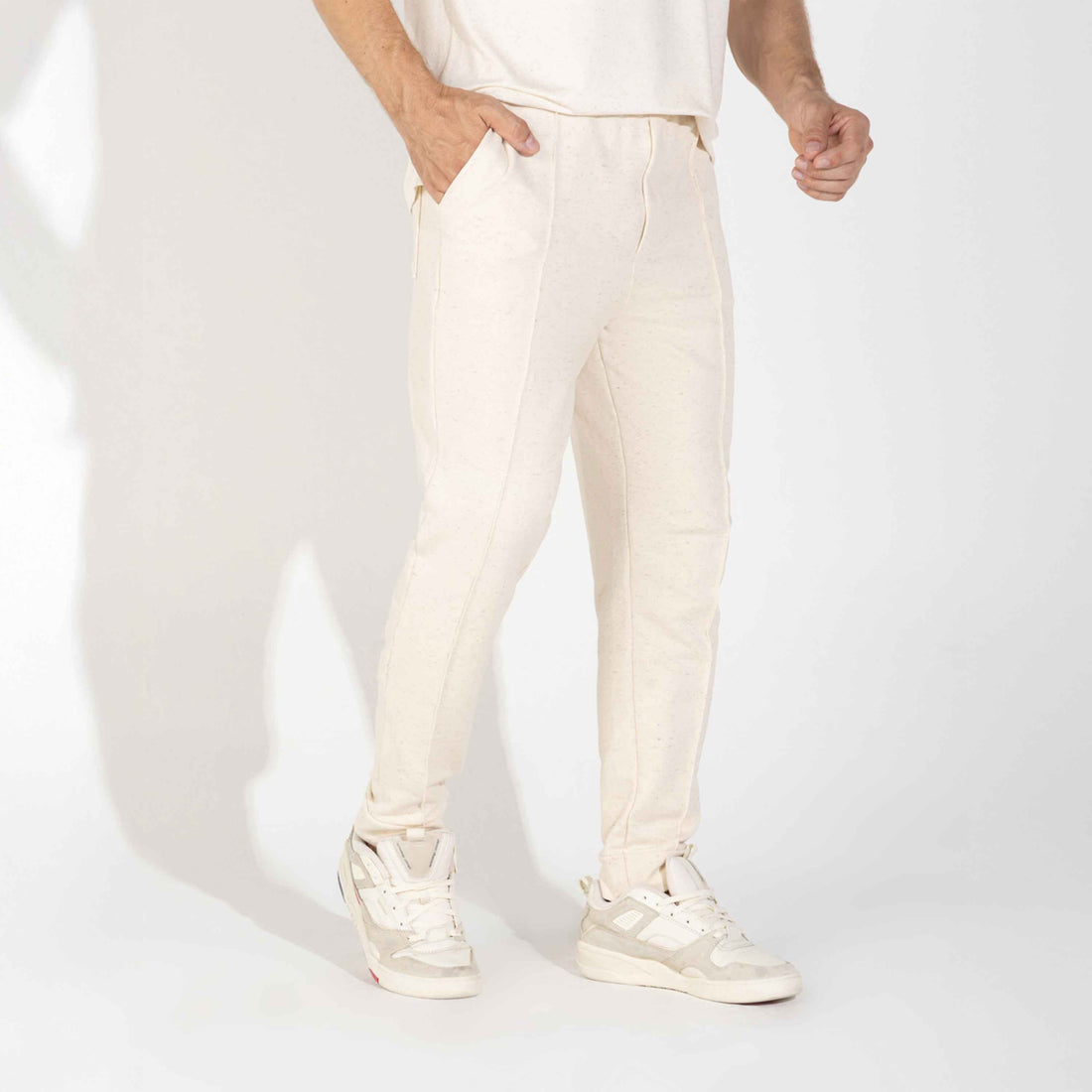 Calça Jogger Moletinho Strech Linho Unissex - Natural