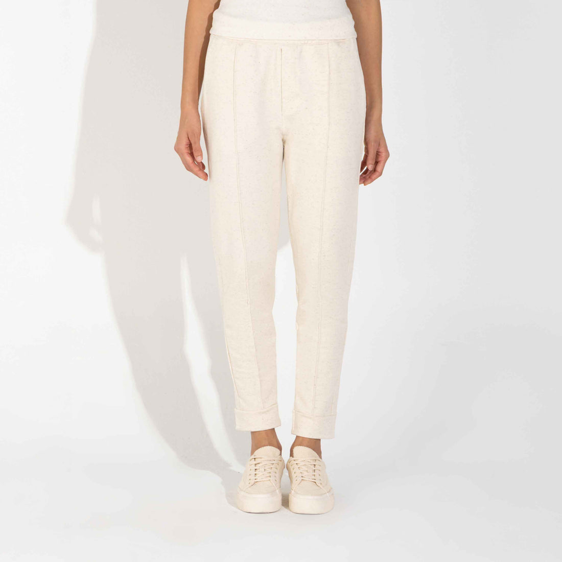 Calça Jogger Moletinho Strech Linho Unissex - Natural